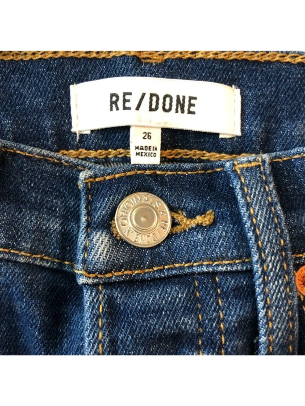 Re/Done Womens Jeans 90s Ultra High Rise Skinny 60s Blue Button Fly Stretch 26